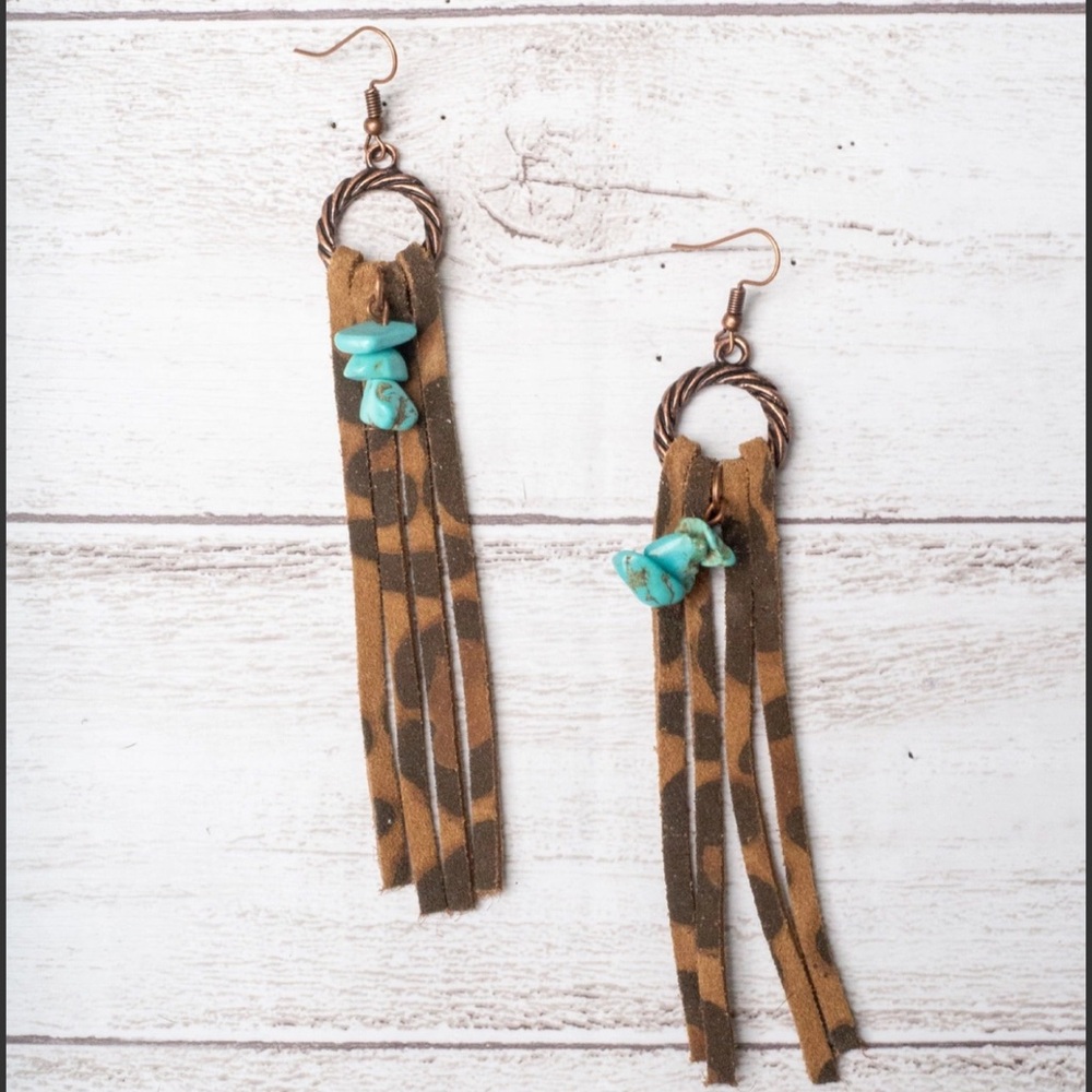 Turquoise and Brown Earrings